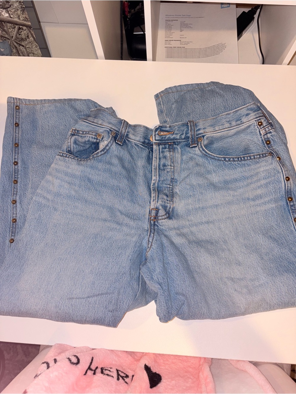 Universal Thread Light Blue Wide Leg Jeans with Side Studs